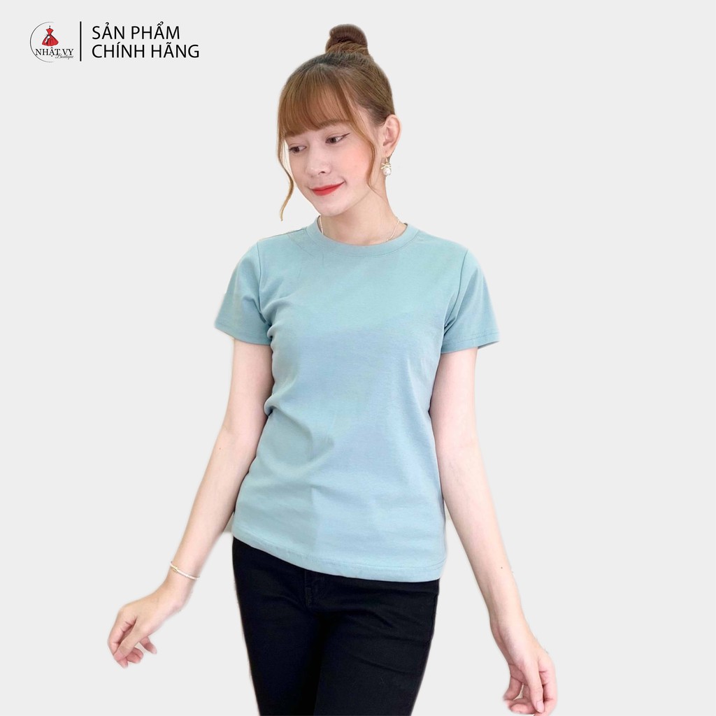 Áo Nữ NHẬT VY Cổ Tròn Co Giản Chất Thun Cao Cấp Màu Nude, Đen, Hồng, Cam - D1889