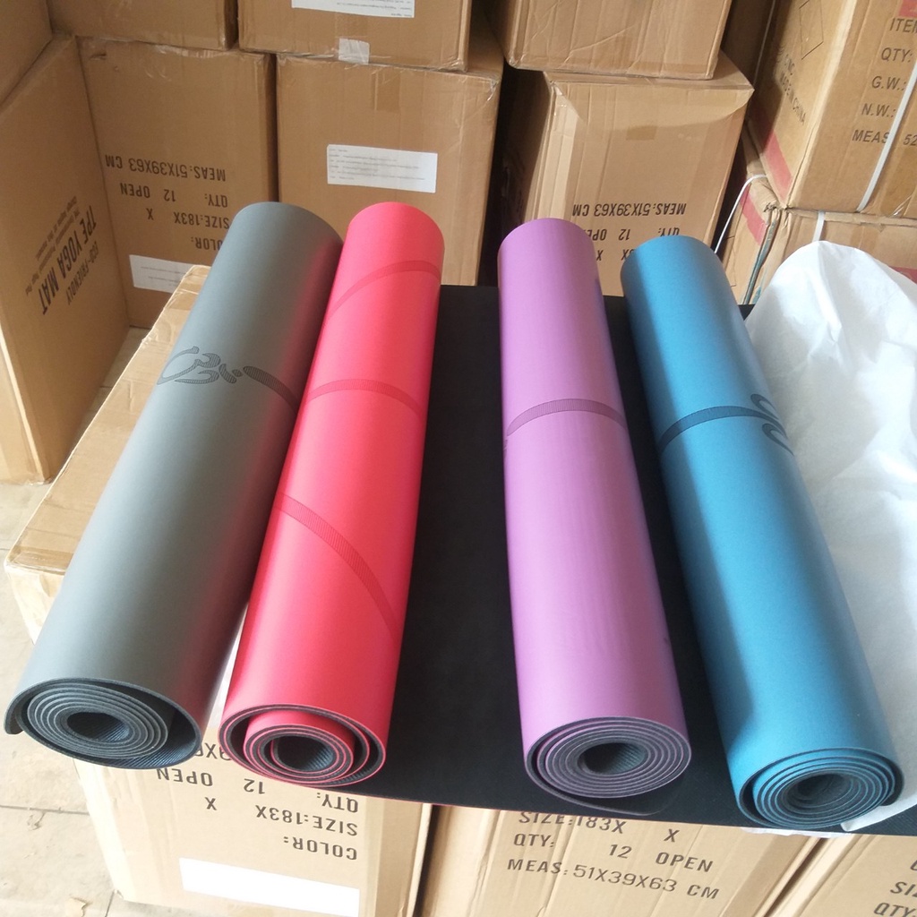 Thảm yoga định tuyến cao su, PU Cao Cấp hàng xịn(tặng túi lưới)