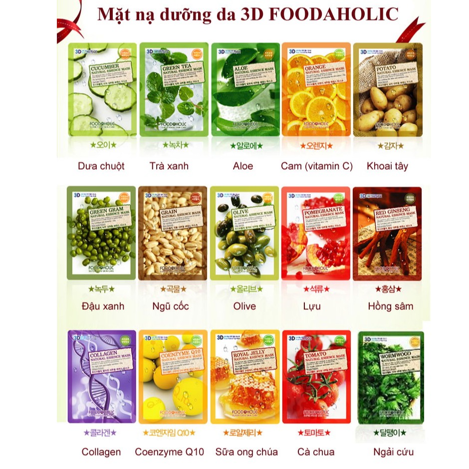 Mặt Nạ Dưỡng Da 3D Foodaholic Hàn Quốc