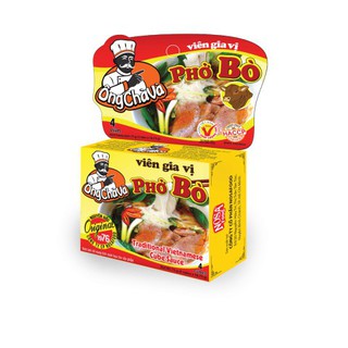 VIÊN GIA VỊ NẤU PHỞ BÒ ÔNG CHÀ VÀ 75GR/4 VIÊN, Viên gia vị nấu nước dùng Phở thêm thơm ngon, đậm đà