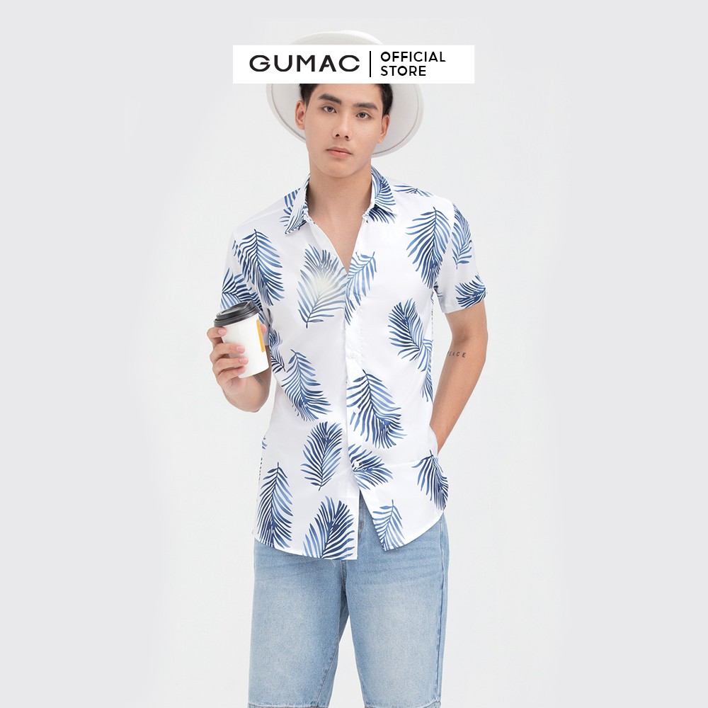 [Mã WABRGD12 giảm 10% đơn 250K] Áo sơ mi nam tay ngắn in lá cọ GUMAC ANB6111 | BigBuy360 - bigbuy360.vn