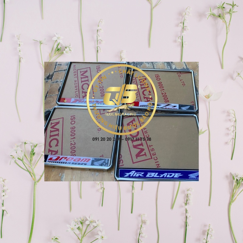 Bộ Khung biển số xe máy inox như hình theo tên xe: AB, VISION, FUTURE