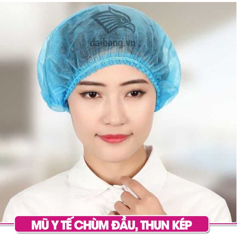 [Combo 100 Chiếc] Mũ y tế, giá rẻ, Chính hãng, làm gọn tóc, mũ có chun ôm khít đầu, xuất xứ Việt Nam, đảm bảo chất lượng