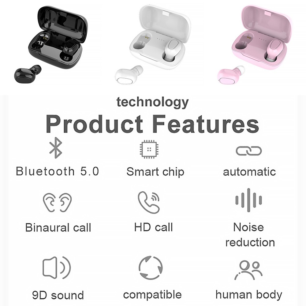 Tai nghe Bluetooth ko dây TWS L21 5.0 có hộp sạc cho IOS Android