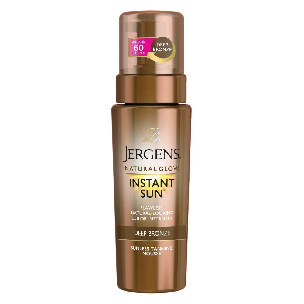 Mousse nhuộm nâu da Jergens Natural Glow Instant Sun Body Mousse, Self Tanner for Deep Bronze Tan 177ml (Mỹ)