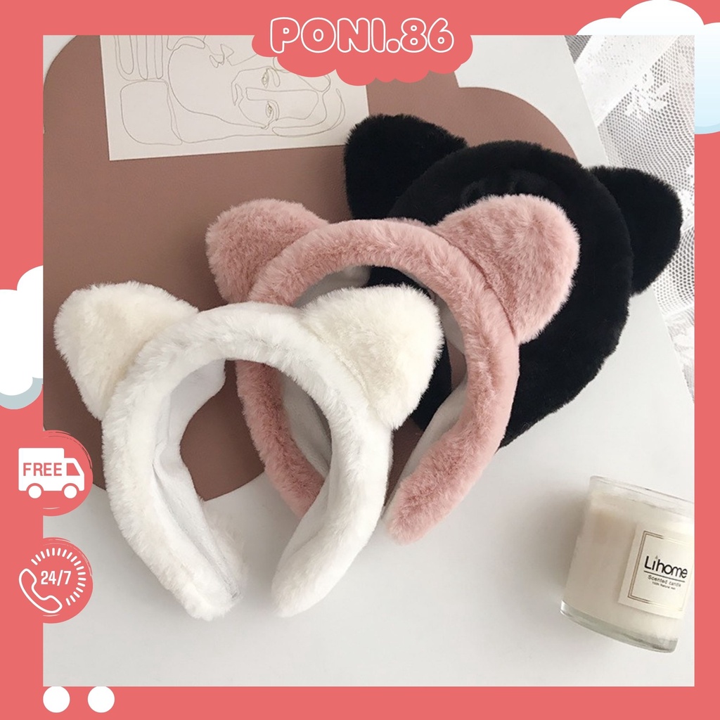 Băng đô tai mèo bông mịn phong cách Hàn Quốc đơn giản cho Nữ