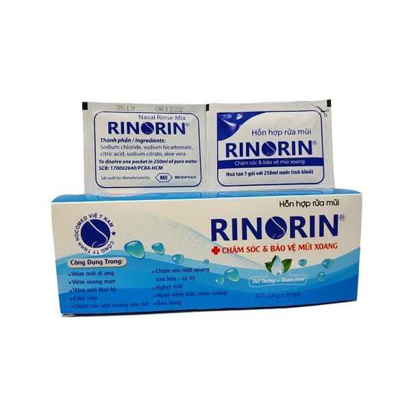 Bộ bình rửa mũi Rinorin kèm 10 gói muối