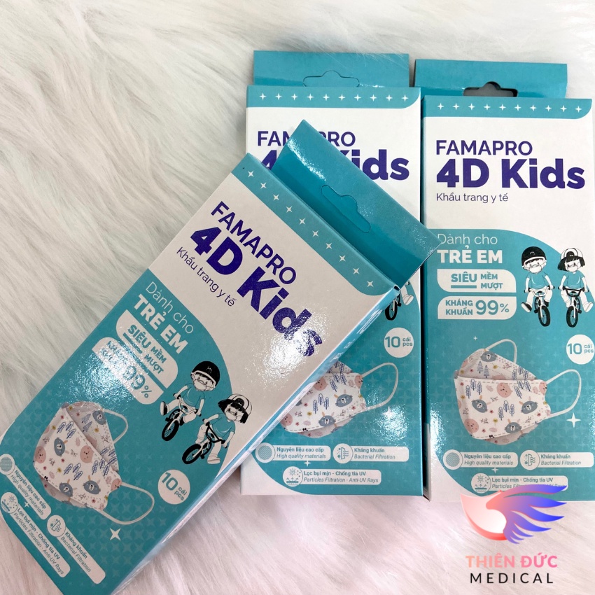 COMBO 5 Hộp Khẩu trang trẻ em famapro 4d kf94 ( hình ngẫu nhiên ) - hộp 10 cái
