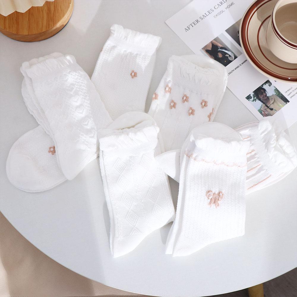 Đôi Vớ Ngắn Đính Nơ Họa Tiết Hoa Phong Cách Nhật Bản Cho Nữ