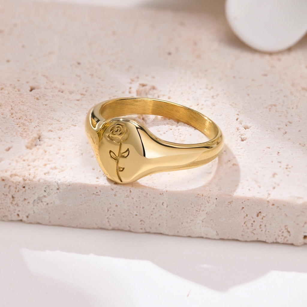 Nhẫn VNOX kiểu hoa hồng vàng thời trang tối giản cho nữ