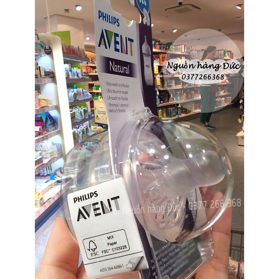 Núm ti Avent Núm thay thế bình sữa philips Avent Natural Đức cho bình cổ rộng - Nguồn hàng Đức