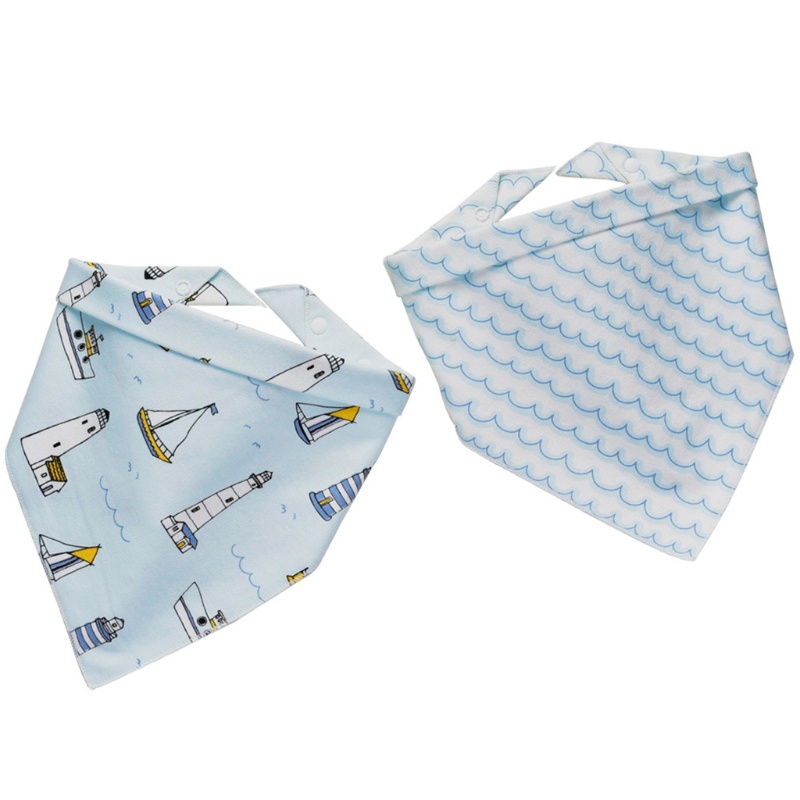 Set 2 Yếm Ăn Cotton Mềm Mại Hình Tam Giác In Họa Tiết Hoạt Hình Dành Cho Các Bé