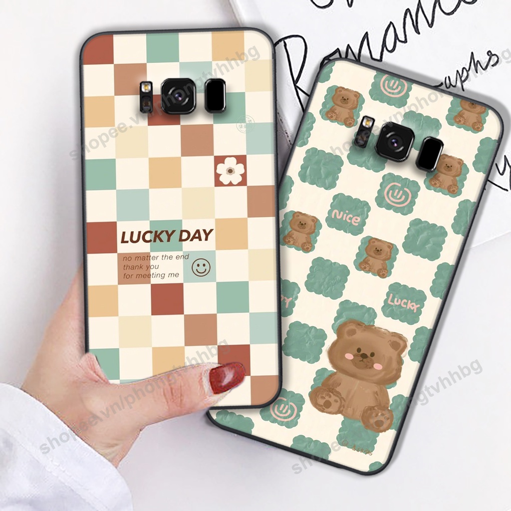 Ốp lưng Samsung S8 / S8 Plus / S8+ in mẫu gấu bo viền , smile mặt cười cực cute đẹp