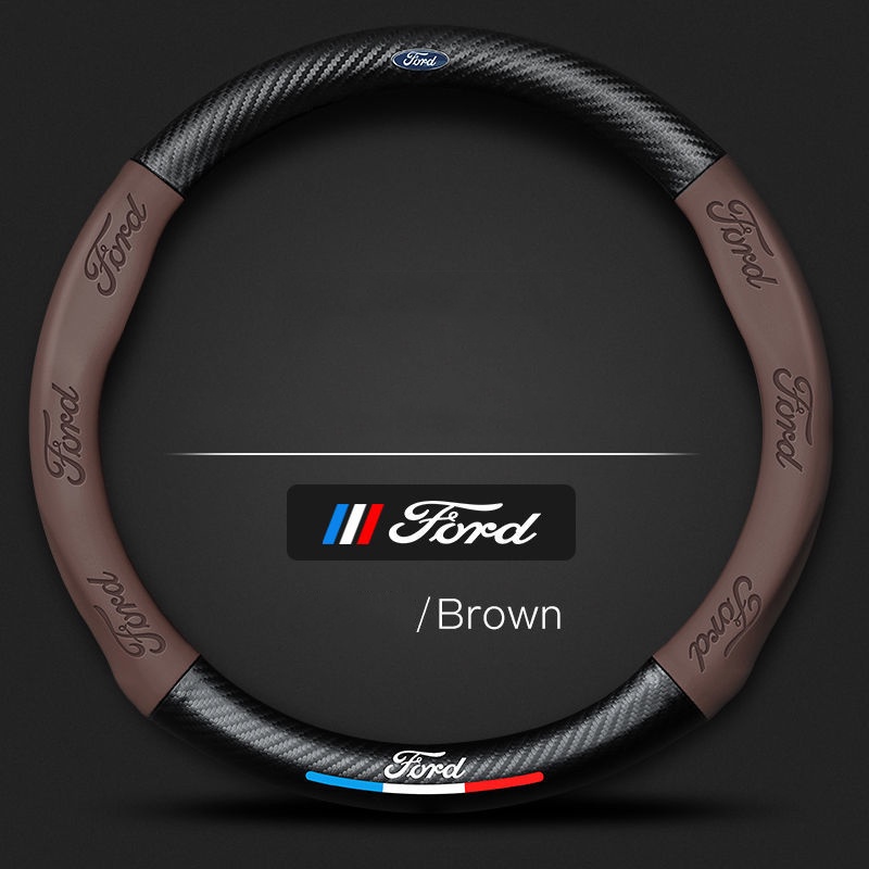 Vỏ Bọc Vô Lăng Xe Hơi Vân Sợi carbon Phối Da Tiện Dụng Cho Focus Kuga C-MAX Fiesta F150 Mondeo Transit EcoSport Mustang Explorer Everest