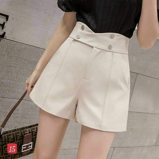 Quần đùi nữ lưng cao, Quần short cúc chéo 4 khuy vải vitex