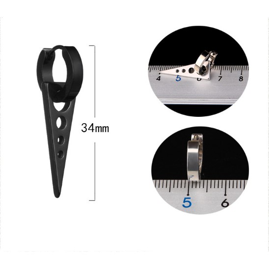 Khuyên Tai Nam Titan Triangle Ring Earrings Hàn Quốc Kiểu Kẹp, Sỏ Lỗ Tai (1 Chiếc)
