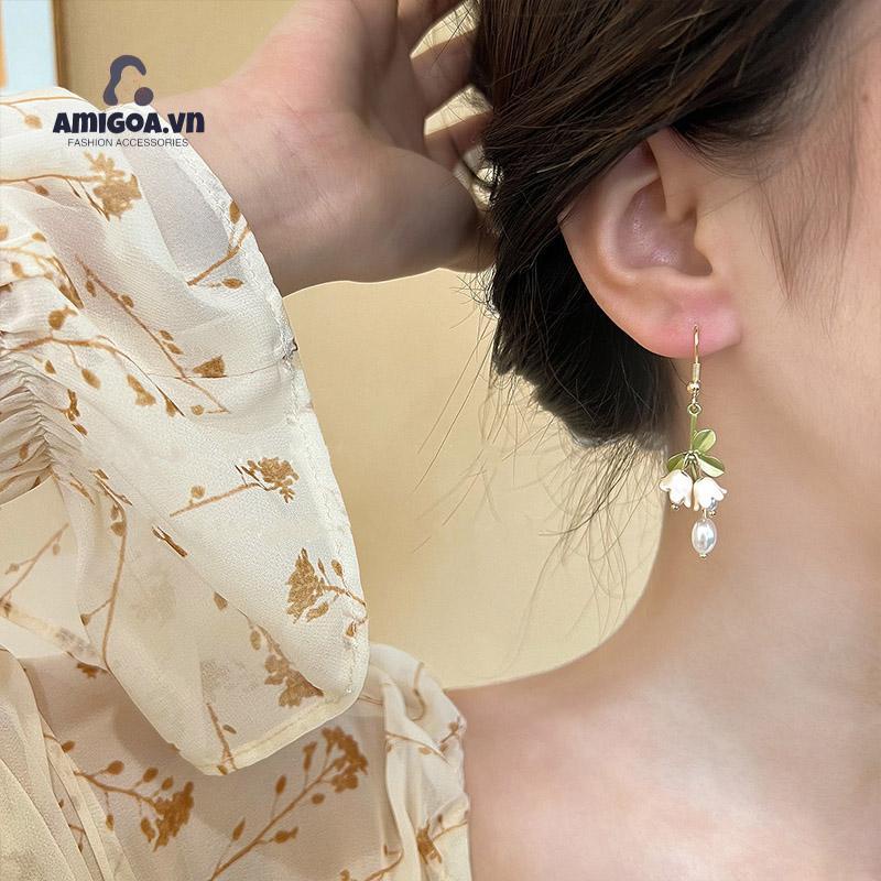 ✨✨Bộ Trang Sức Vòng Cổ Bông Tai Vòng Tay Ngọc Trai Hình Hoa Lan Mùa Xuân Cho Nữ