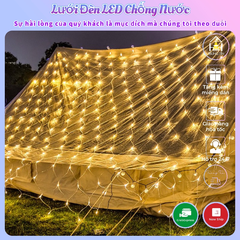 【HÀNG SẴN】Lưới Đèn LED Chống Nước Trang Trí DECOR Ngoài Trời ban công Cho Giánh Sinh, Lễ Tết - Nhiều chế độ chớp