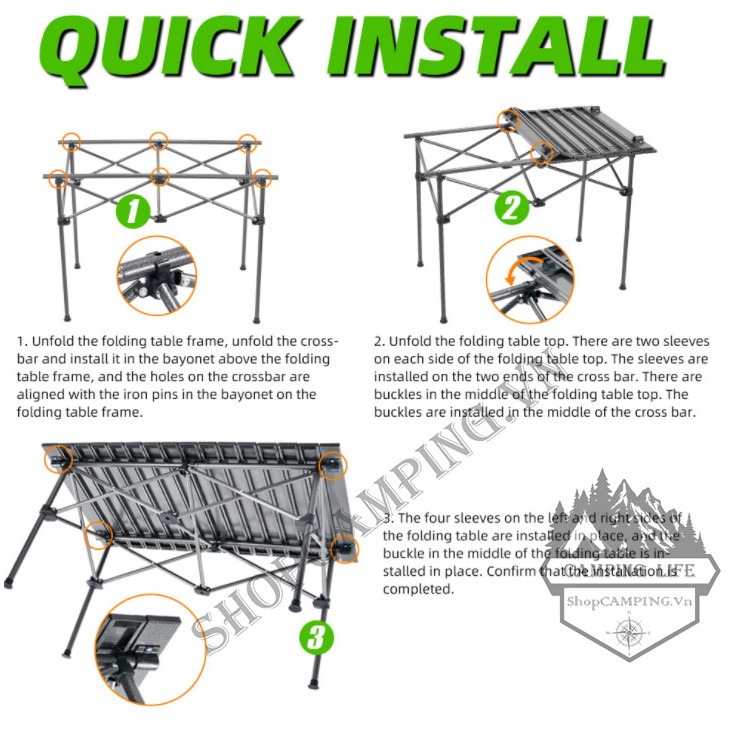 Bàn xếp dã ngoại, cắm trại mặt vân đá cẩm thạch, chịu lực lên đến 120kg | BigBuy360 - bigbuy360.vn