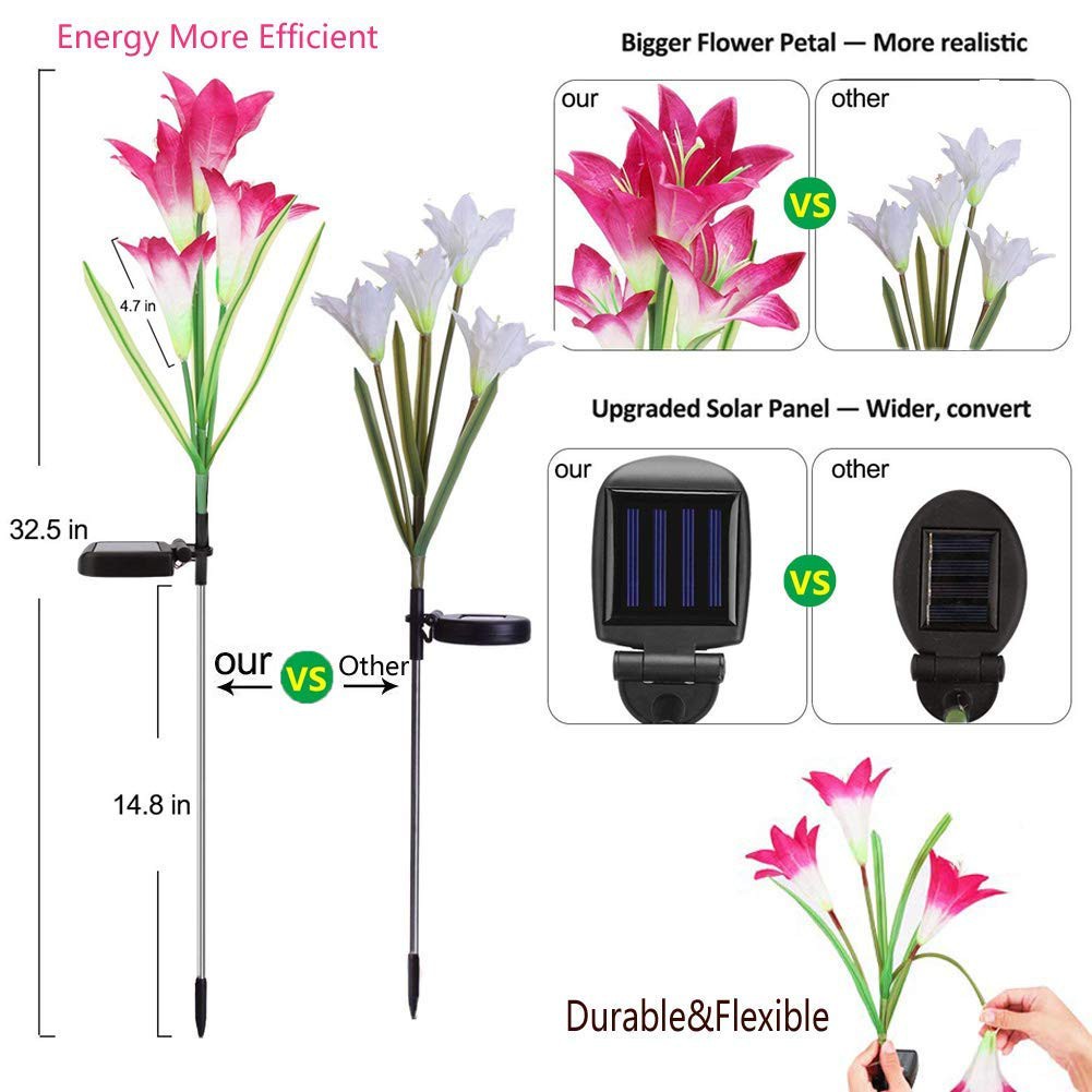 Hoa Đèn LED năng lượng mặt trời hình hoa lily trang trí sân vườn