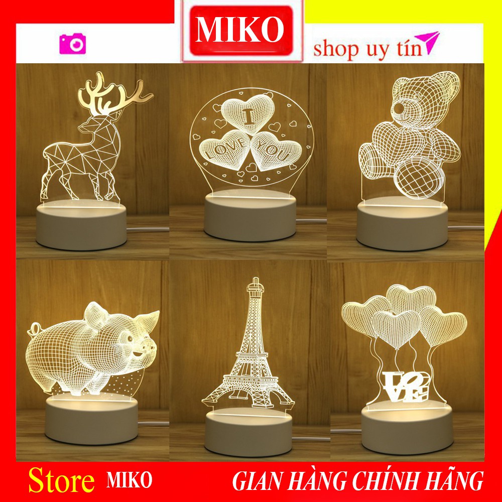 Đèn Ngủ 3D Thay Đổi 3 Màu, Nhiều Hình Hoạ. Làm Quà Tặng Ý Nghĩa Cho Bạn Bè, Người Thương, Bé Yêu. BH 3 Tháng