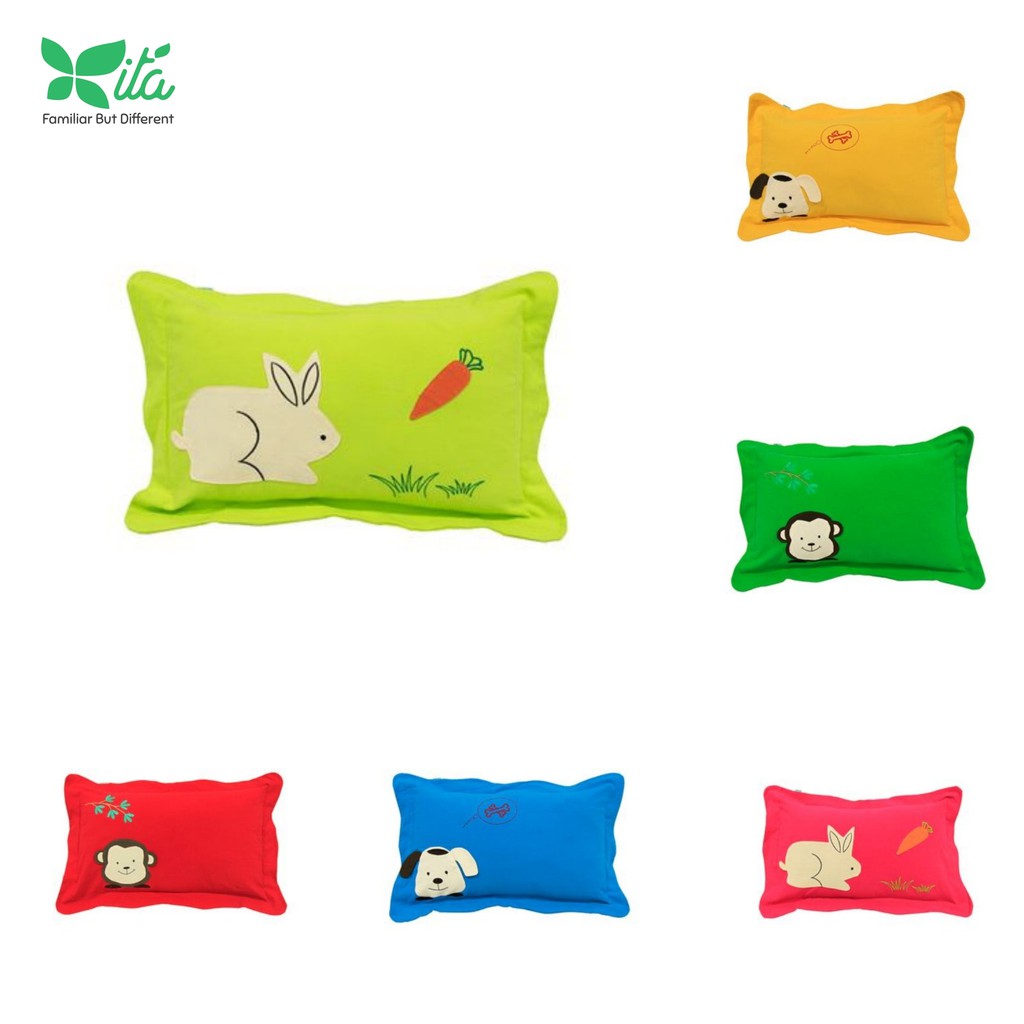 Gối đầu trẻ em 30x50cm, gối đầu cho bé thêu đắp thú Hometex