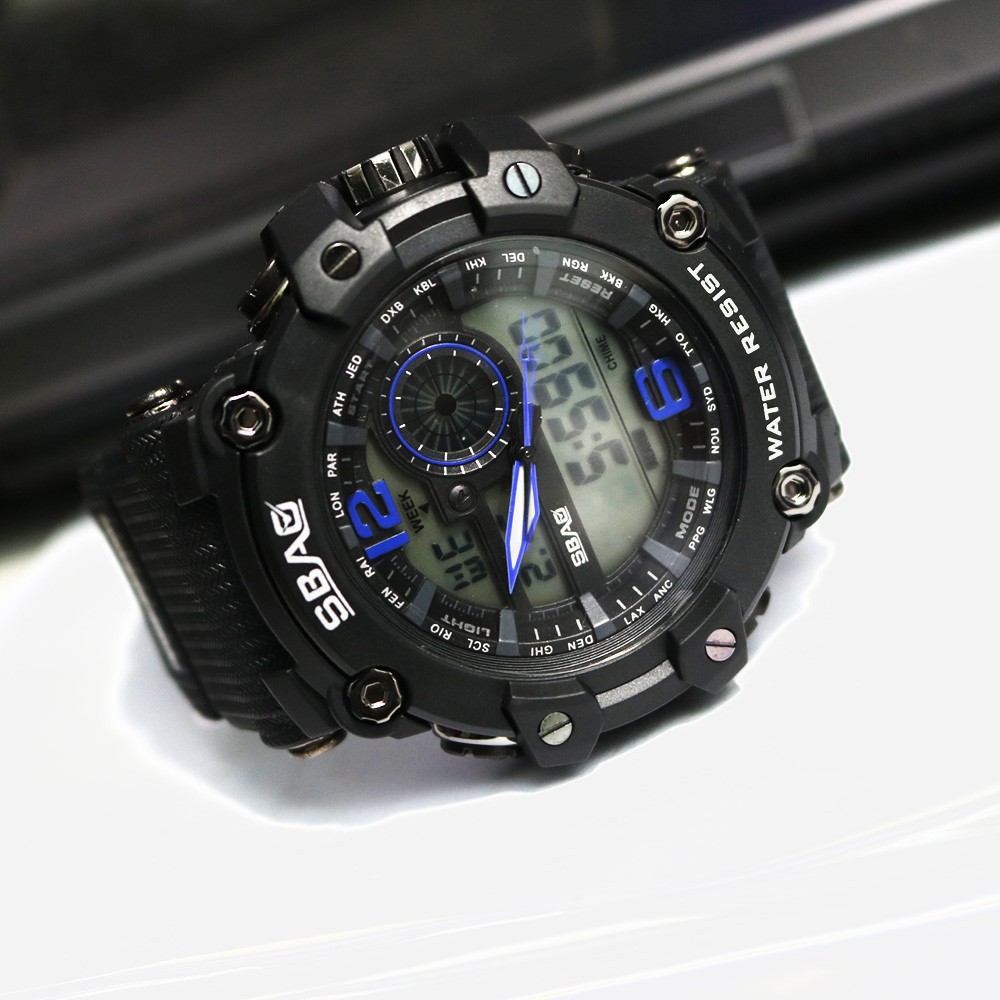 Đồng Hồ Nam SBAO S8042 Sports - 2 Máy Kim và Điện Tử Mạnh Mẽ Dây Silicone Bền Chắc mạnh mẽ nam tính