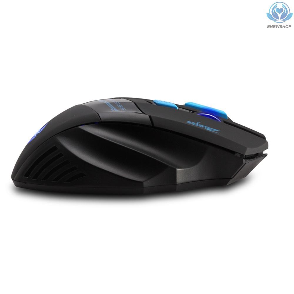 【enew】ZELOTES F14 LED Optical Computer Mouse Wireless 2.4G 2400 DPI 7 Buttons Wireless Gaming Mouse Colorful Breathing Lights for Pro Gamer