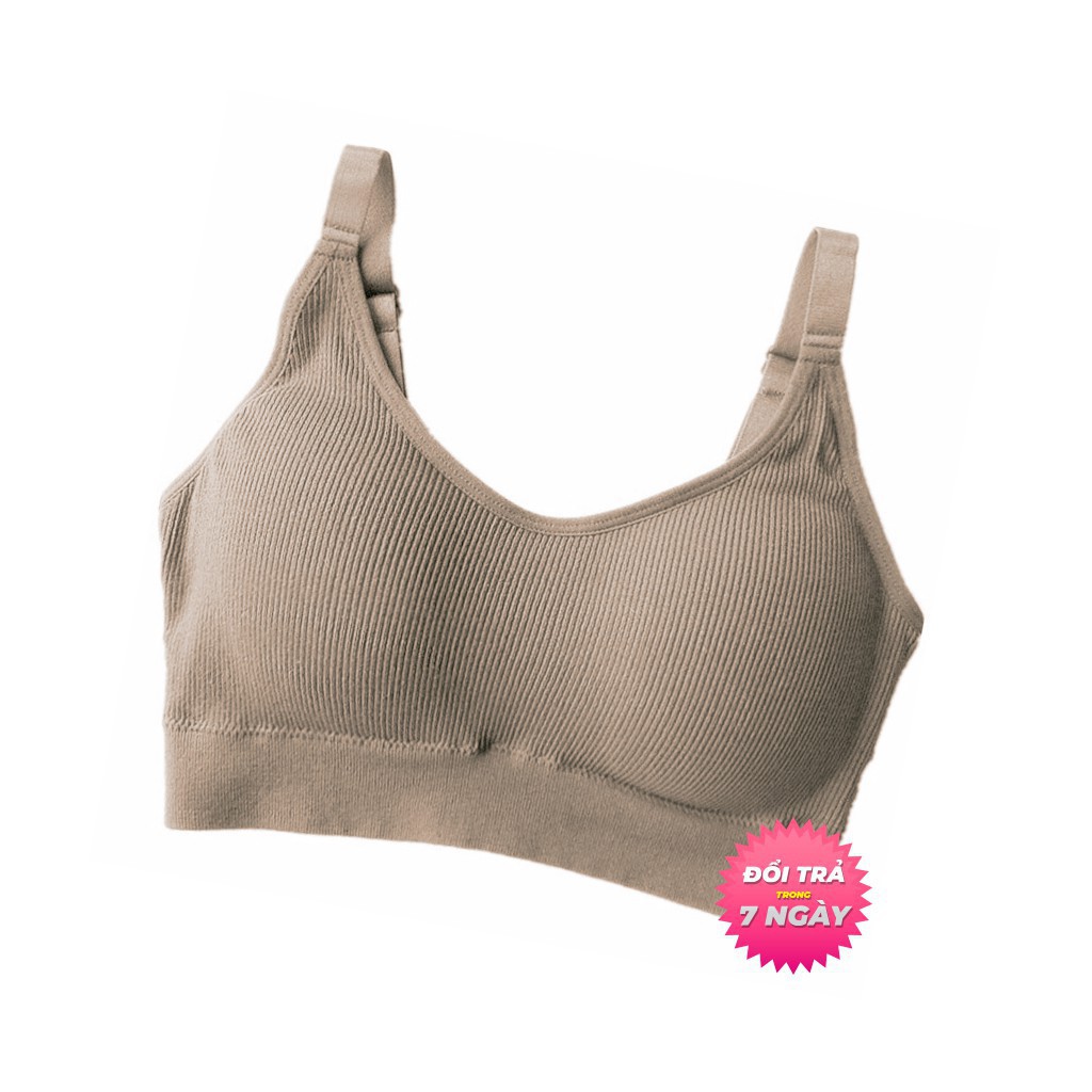 Áo Bra Nâng Ngực Kiểu Dáng Thể Thao Chất Liệu Cotton Bề Mặt Gân Tăm Helenaroom BRA 201