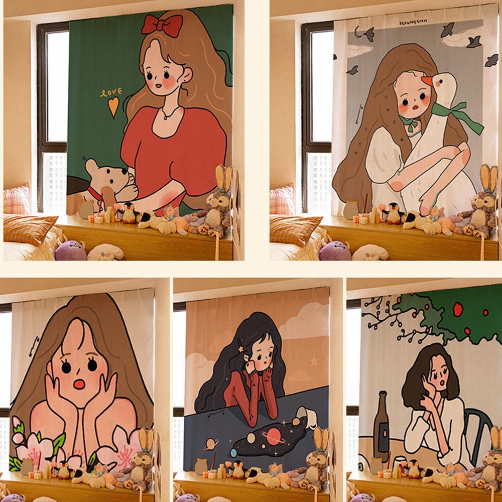 Dễ Thương Rèm Cửa Sổ Ngắn Mini Thiết Kế Hoạt Hình Đơn Giản Sáng Tạo