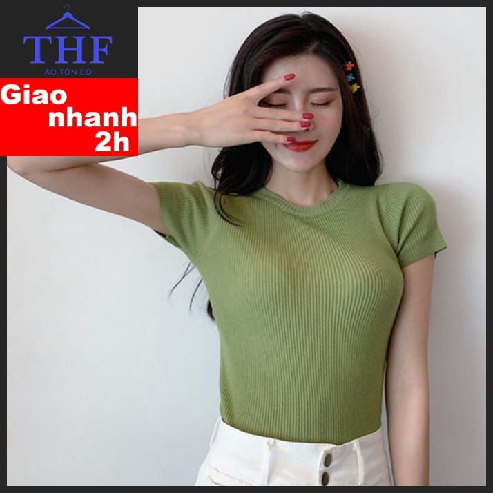 ÁO THUN ÔM BODY TAY NGẮN NHIỀU MÀU, áo thun trơn basic ngắn tay ôm dáng dài F16-1