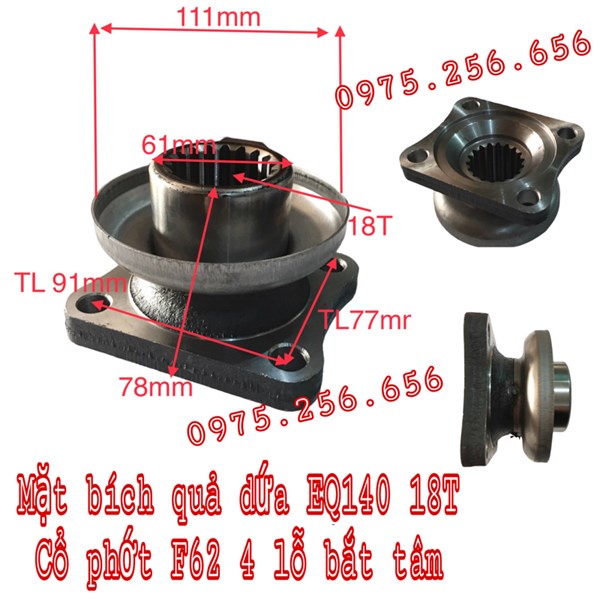 Mặt Bích quả dứa EQ140 18T cổ phớt F62 4 lỗ bắt tâm lỗ 77-92 cao 76 phụ tùng ô tô Phụ tùng Hùng Lỳ