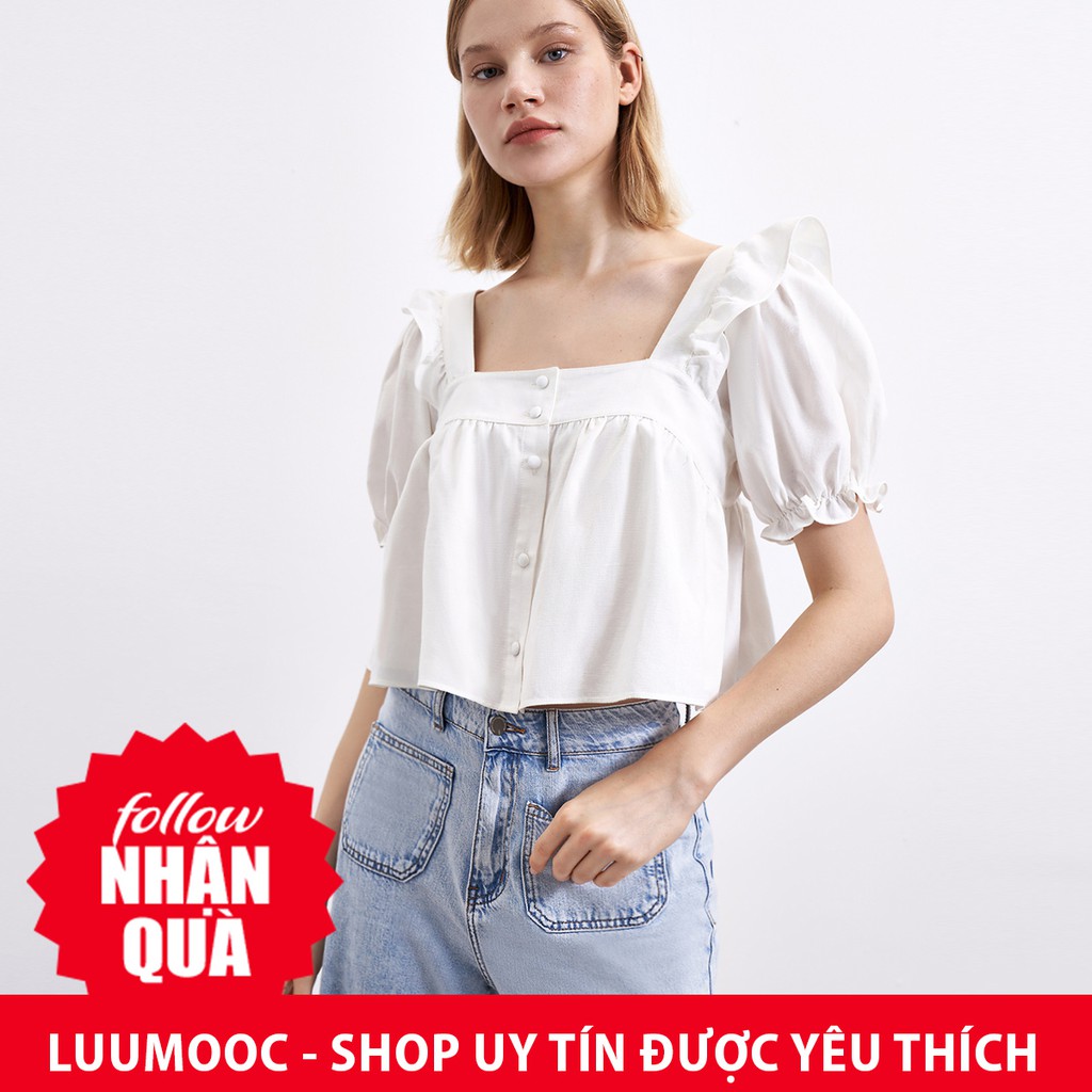 Áo Zara trắng lửng xòe baby xinh xắn AT0BBXG48N10