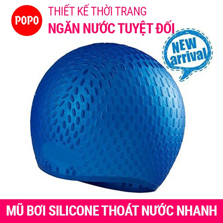 Mũ bơi người lớn nón bơi cho nam và nữ che tai POPO CA32 mũ bơi silicone có nốt sần