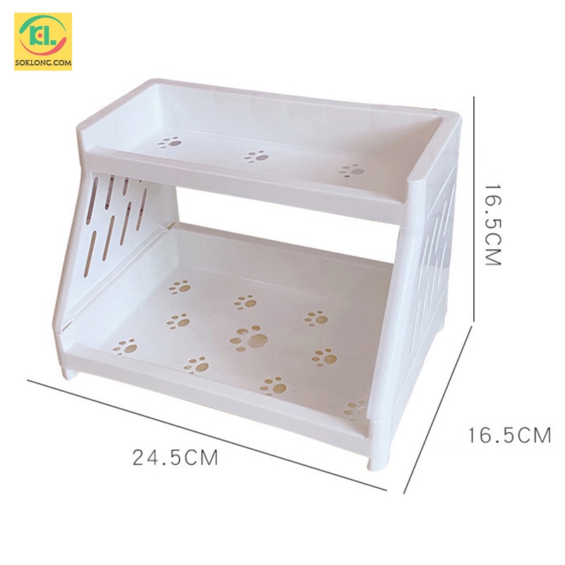 Kệ giá mini 2 tầng chân mèo để bàn cute đựng sách vở, decor văn phòng phẩm K38 tiện ích