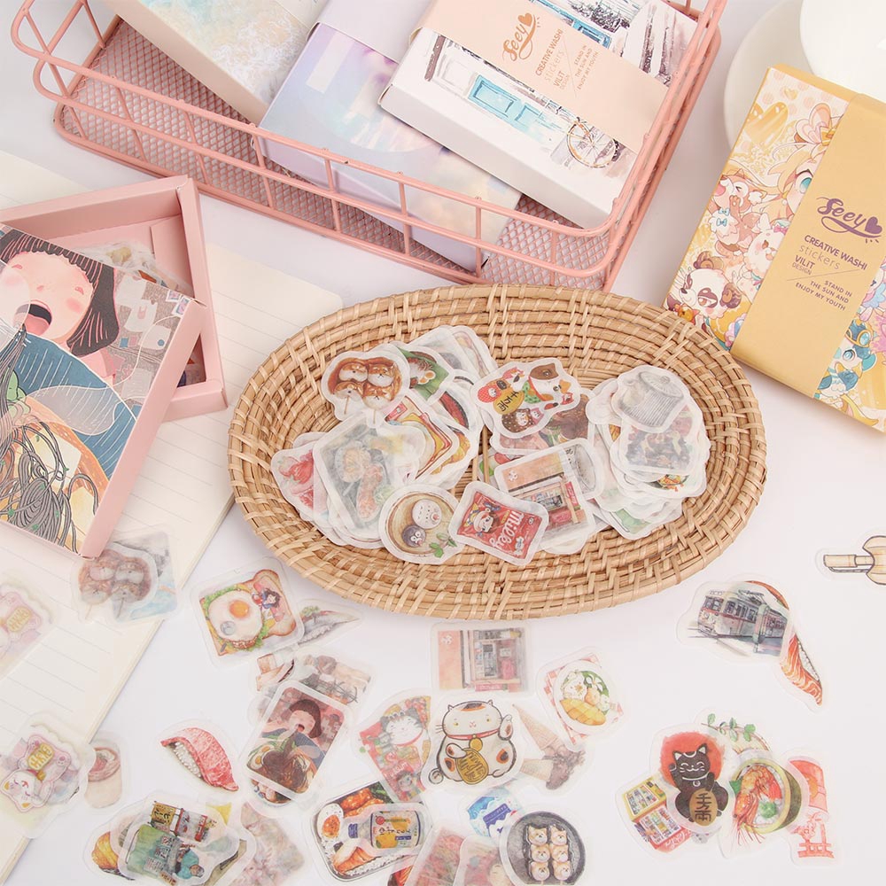 Hộp 200 Tờ Nhãn Dán Hoạt Hình Bằng Giấy Dễ Thương Trang Trí Tạp Chí / Sổ Lưu Niệm / Văn Phòng Phẩm / Đồ Dùng Học Tập DIY