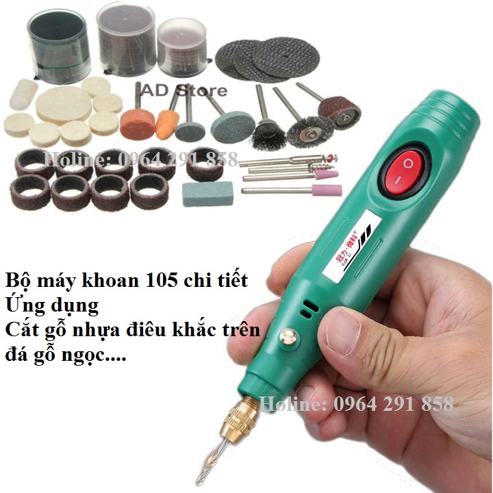 Máy Mài Mini Cầm Tay - Mua Máy Khoan Mài Cắt Mini Giảm Ngay Bộ Chà Lu 105 Món V001-105