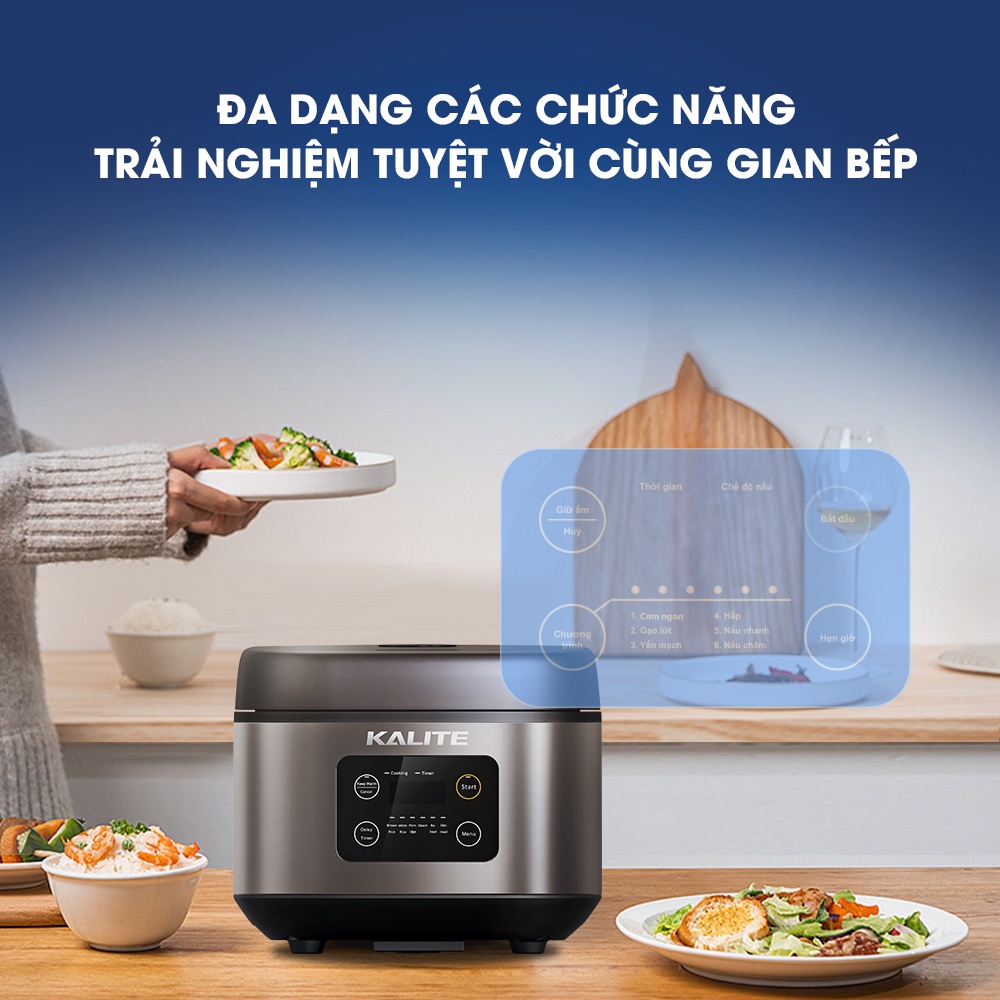 Nồi cơm điện tử đa năng Kalite KL 620 dung tích 1.8L nấu cơm mền dẻo tiết kiệm điện