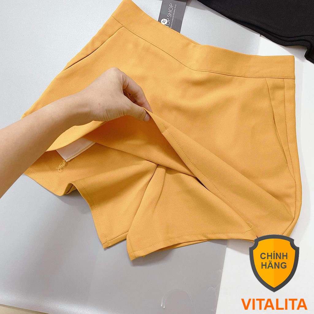 Quần giả váy chữ A có 2 túi chéo - mặt trước váy mặt sau quần màu Đen / Vàng | BigBuy360 - bigbuy360.vn