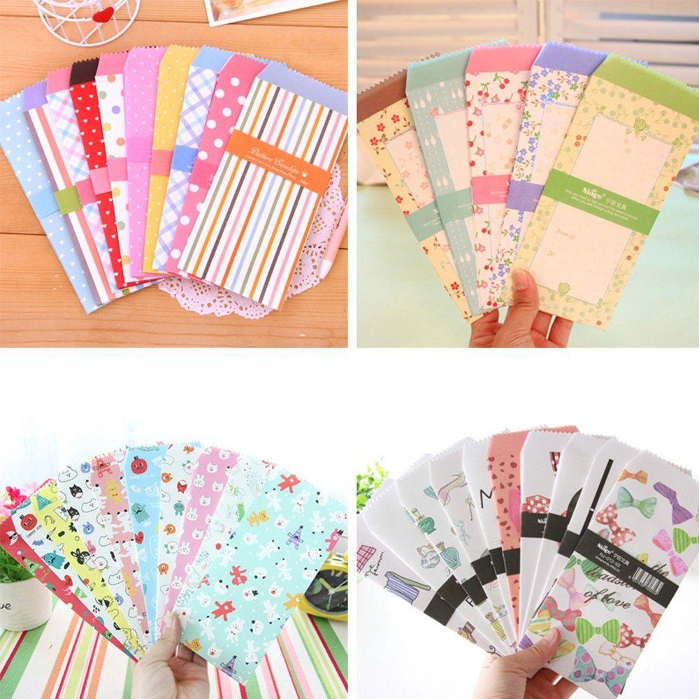 Set 20 / 4 Bao Thư Bằng Giấy Nhiều Màu Sắc Họa Tiết Hoạt Hình AUGUSTINE Dễ Thương Tiện Dụng