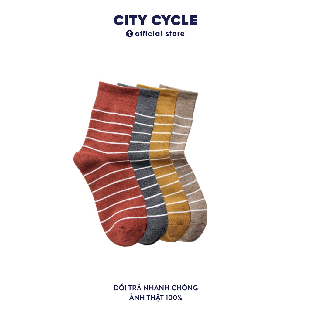 Tất kẻ ngang cổ cao City Cycle nam nữ Unisex