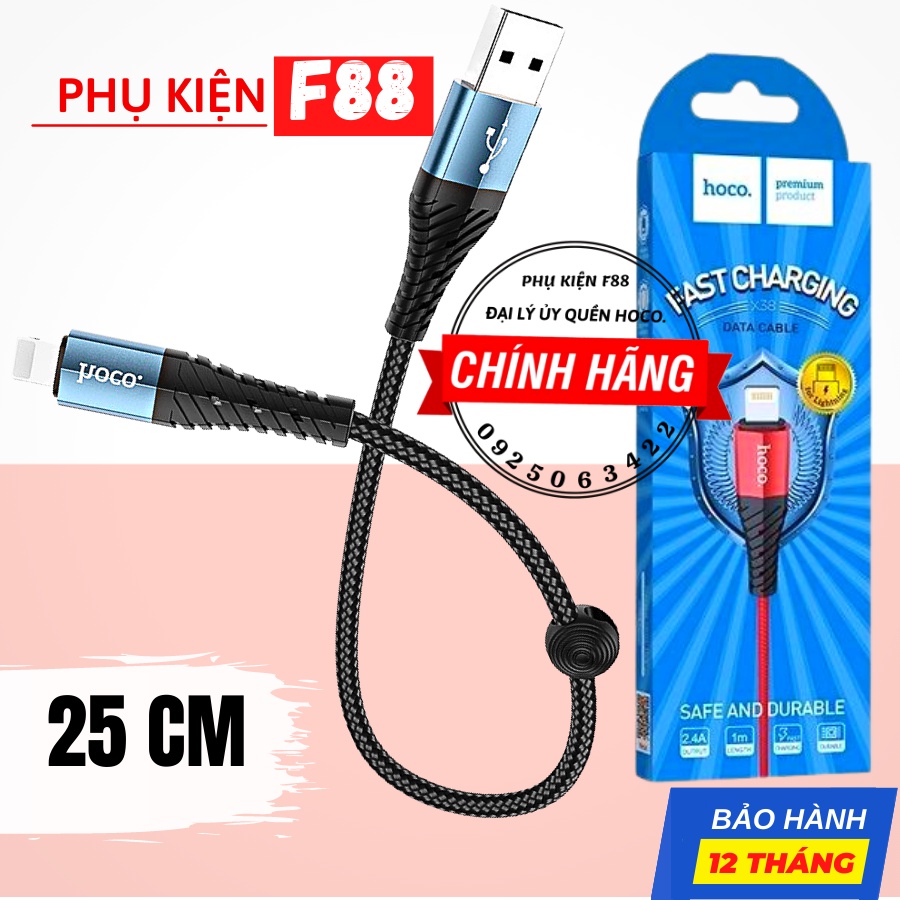 Dây Sạc iphone Ngắn 25CM Bảo Hành 12 Tháng, Sạc Nhanh 2.4A Chính Hãng Hoco.