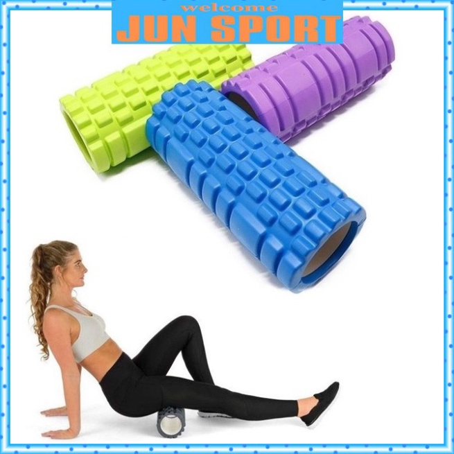 Con lăn giãn cơ gym yoga, massage lưng, thư giãn cơ thể tại nhà ĐenSport size 45 x 13cm
