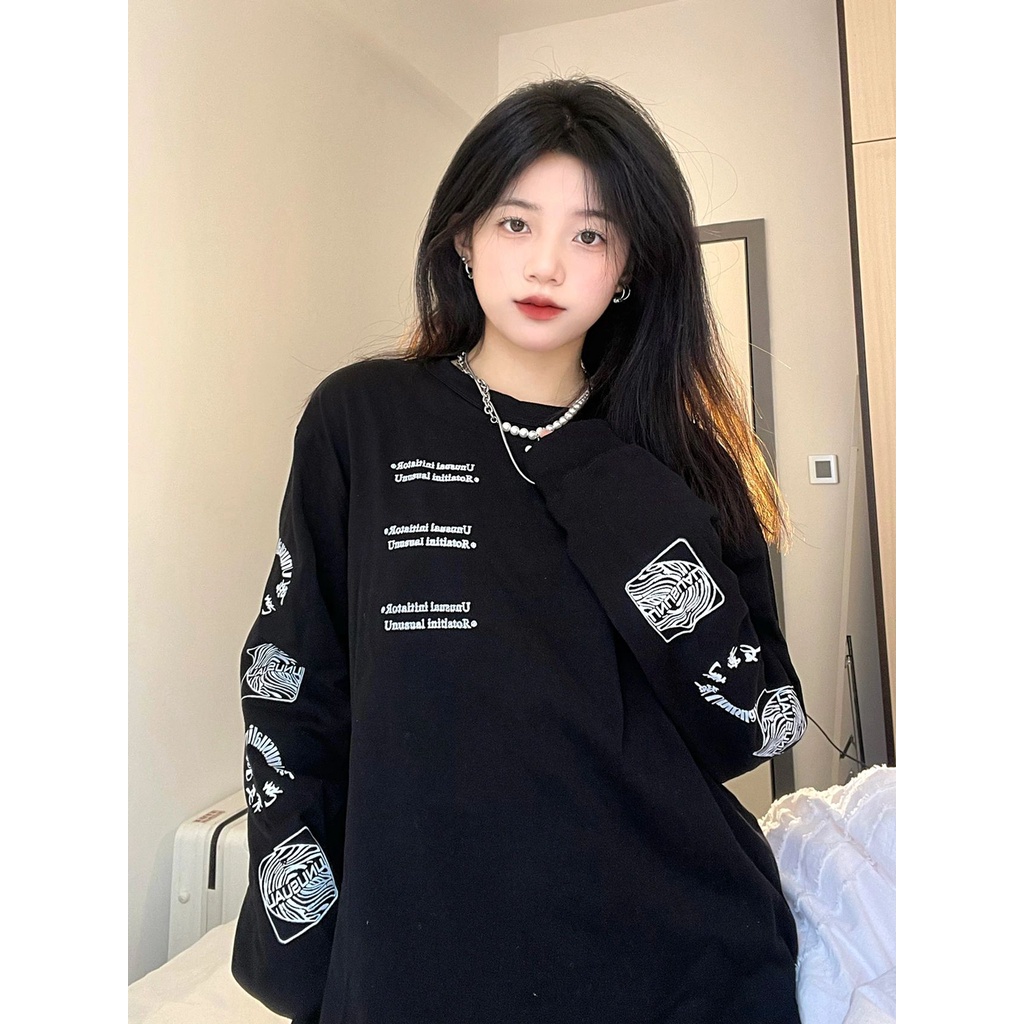 Áo sweater dáng rộng mỏng phong cách Mỹ retro thời trang xuân thu cá tính dành cho nữ
