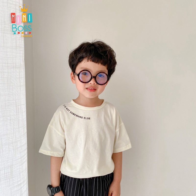Áo thun cho bé trai bé gái chất cotton mềm MiniBoss | Áo thun tay lỡ cho bé Quảng châu