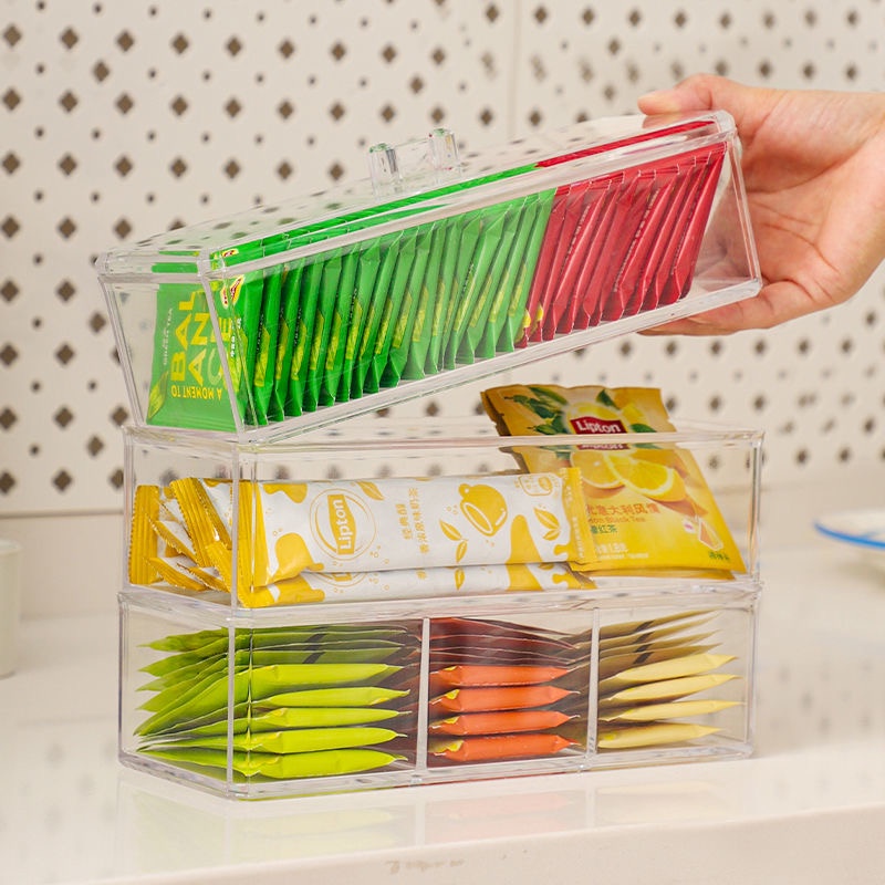 Hộp Đựng Trà/Kẹo Bằng Nhựa Acrylic Trong Suốt Tiện Dụng Cho Nhà Bếp