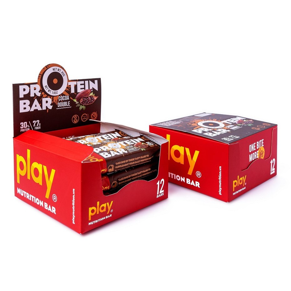 Thanh Protein Bar Thanh Năng Lượng Play Protein Bar - Bánh Protein Vị Cacao 45Gr SP4.2