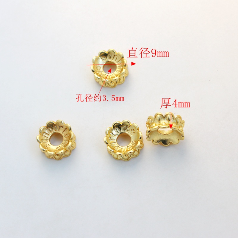 Hạt Xâu Làm Trang Sức Thủ Công Hai Mặt Màu Vàng Đồng 18K Lỗ Lớn diy