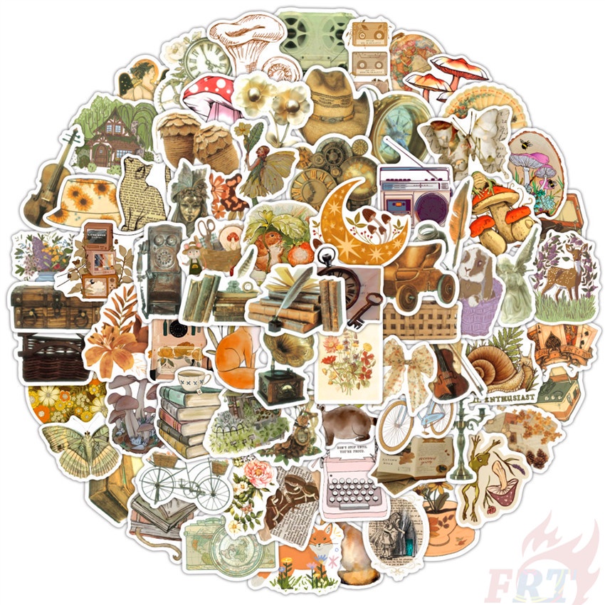 110 Cái / Bộ ❉ Điều trị gia tăng. Miếng Dán Trang Trí Thiết Kế Phong Cách Retro Độc Đáo ❉ Sticker Dán Tường Chống Thấm Nước Thời Trang