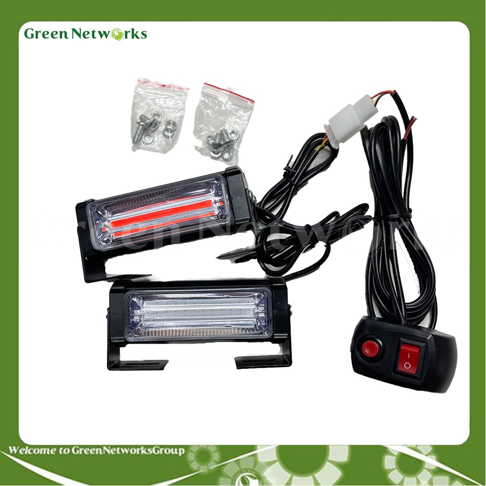Đèn LED nhấp nháy xanh đỏ kiểu police, đèn khẩn cấp cho các loại xe tải và xe ô tô (12V) - GreenNetWorks